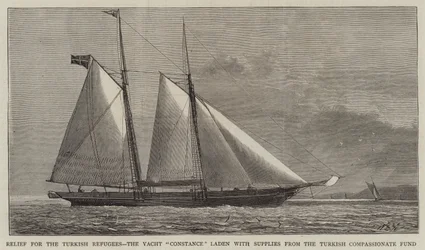 Hjælp til de tyrkiske flygtninge, Yacht Constance lastet med forsyninger fra den tyrkiske medfølende fond